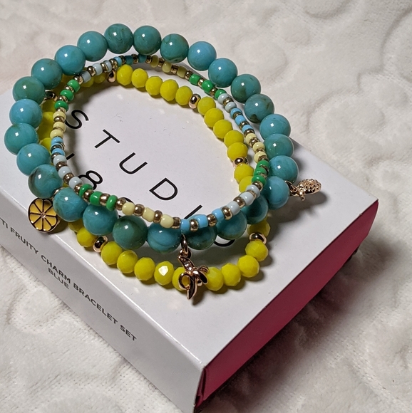 Yellow & Blue Stretch Charm Bracelets - Picture 3 of 3